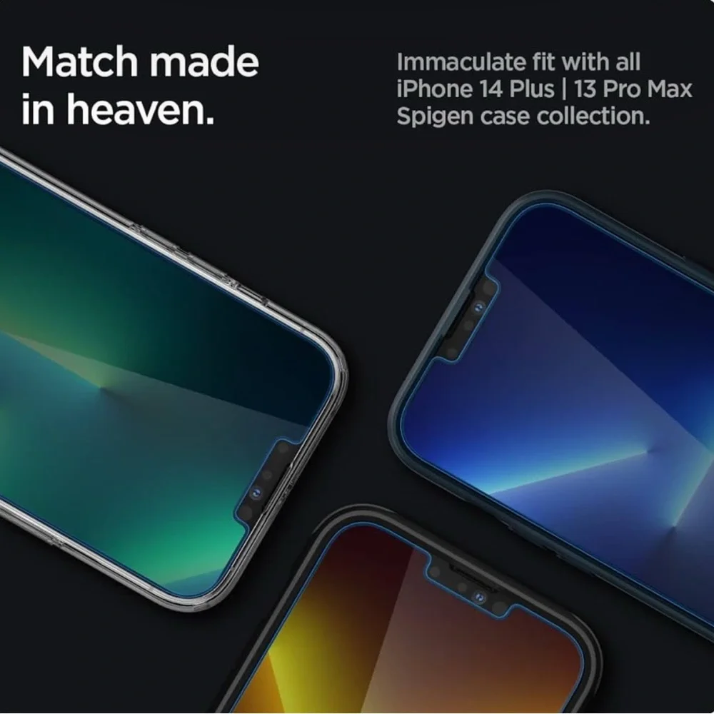 Spigen screen protector iPhone 14 Plus 13 pro max 2 PACK TEMPERED GLASS NEW!